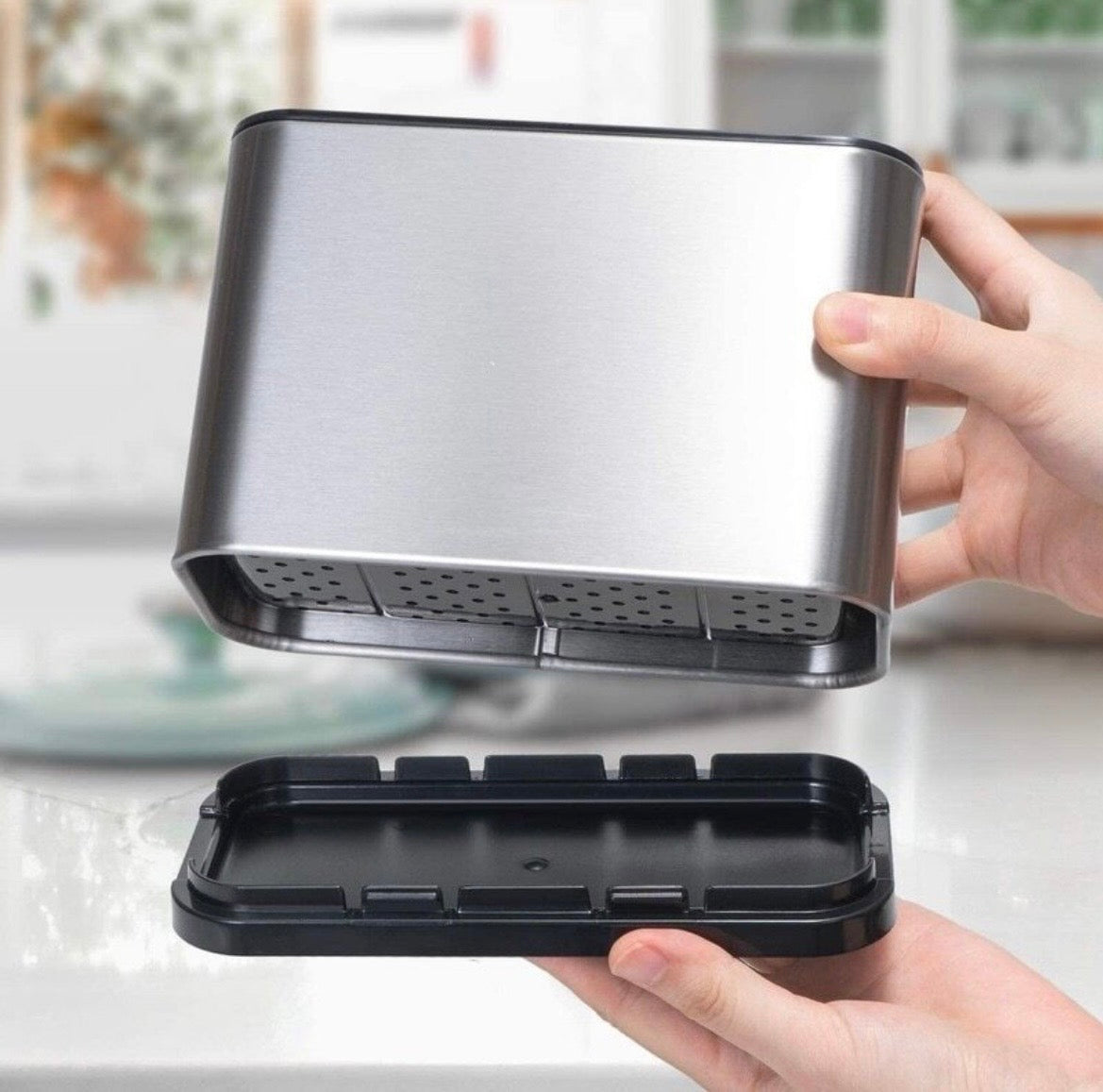 Organizador de Talheres em Aço Inoxidável com Drenagem Inteligente