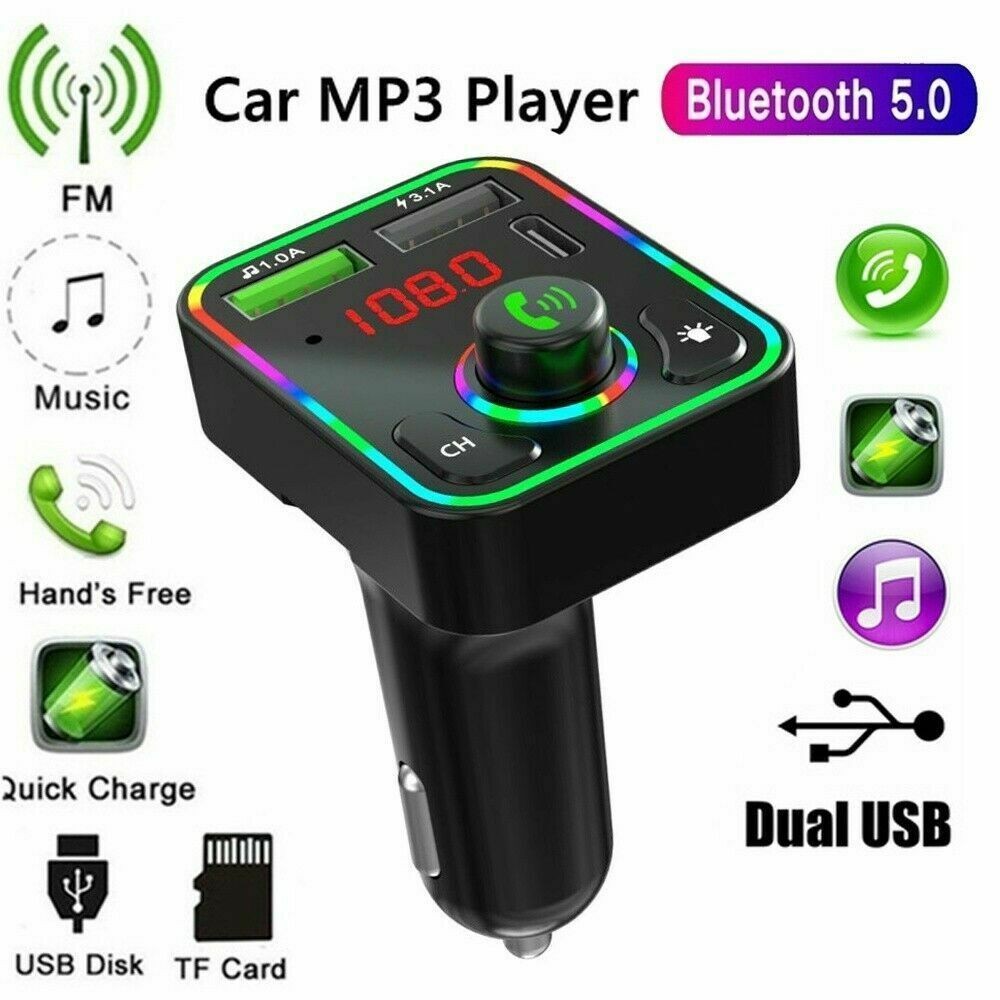 Transmissor FM Bluetooth para Carro com Carregador USB e MP3